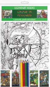 Legendary Heroes - A5 Colour-in Postcards - TimeLine Gifts
